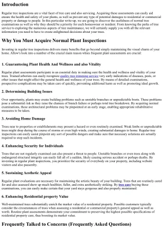 Why You Should Invest in Routine Plant Examinations