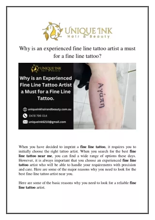 Why is an experienced fine line tattoo artist a must for a fine line tattoo