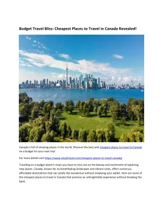 Budget Travel Bliss, Cheapest Places to Travel Canada Revealed!