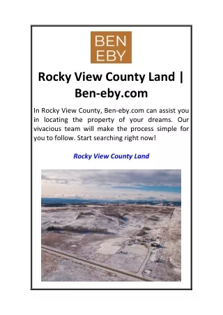 Rocky View County Land  Ben-eby.com