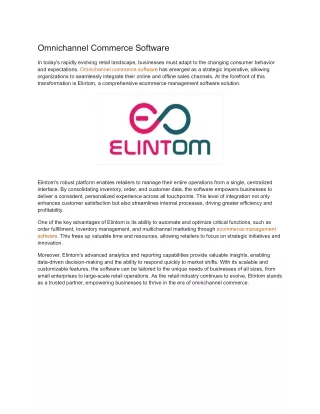 Omnichannel Commerce Software