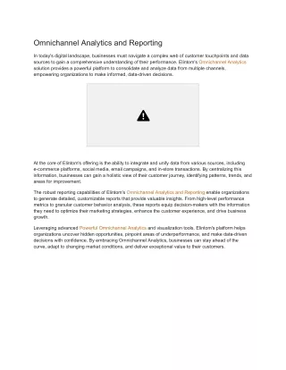 Omnichannel Analytics and Reporting