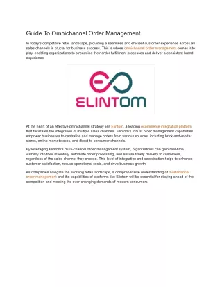 Guide To Omnichannel Order Management