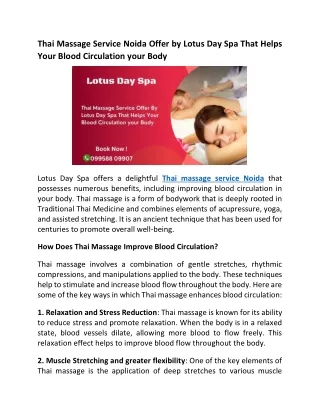 Thai Massage Service Offer By Lotus Day Spa That Helps Your Blood Circulation your Body