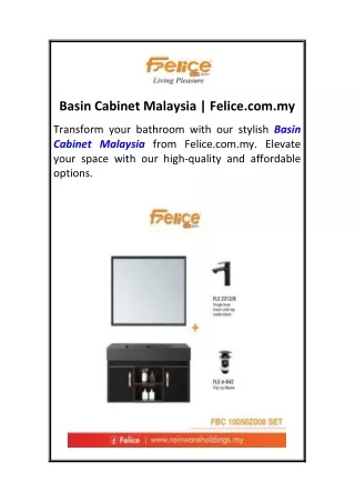 Basin Cabinet Malaysia  Felice.com.my