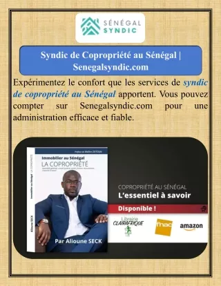 Syndic de Copropriété au Sénégal   Senegalsyndic.com