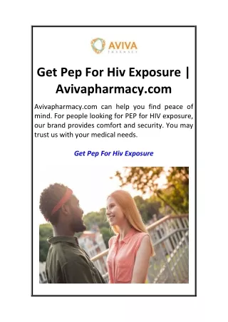 Get Pep For Hiv Exposure  Avivapharmacy.com
