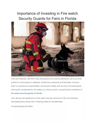 Importance of Investing in Fire watch Security Guards for Fairs in Florida