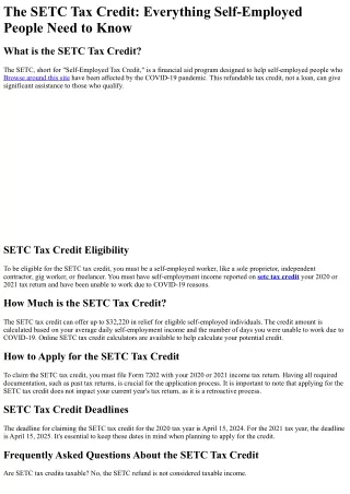 What is the SETC Tax Credit?