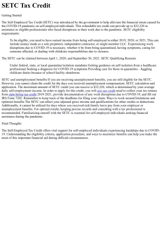 SETC Tax Credit Origin