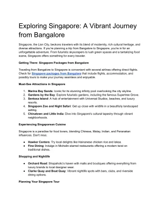 Exploring Singapore_ A Vibrant Journey from Bangalore