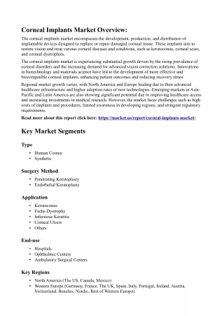 Corneal Implants Market: Technological Advancements and Their Influence on Marke