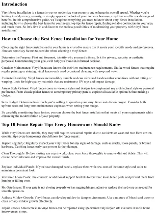Modernizing Your Property with Vinyl Fence Installation