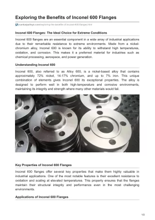 sankalpalloys.com-Exploring the Benefits of Inconel 600 Flanges