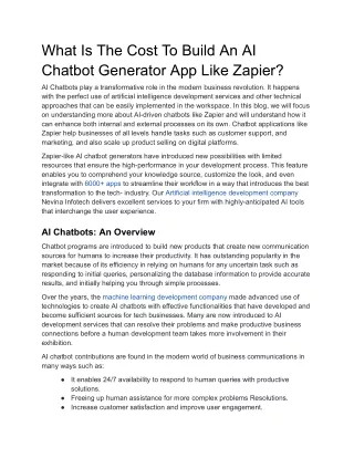 What Is The Cost To Build An AI Chatbot Generator App Like Zapier