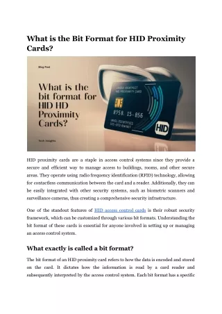 What is the Bit Format for HID Proximity Cards