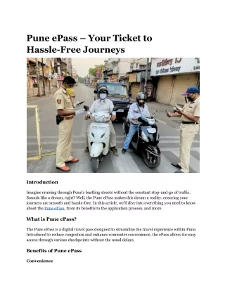 Pune ePass – Your Ticket to Hassle-Free Journeys