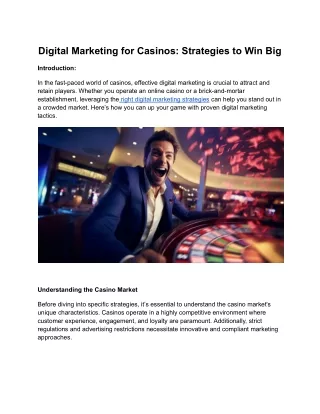 Digital Marketing for Casinos Strategies to Win Big