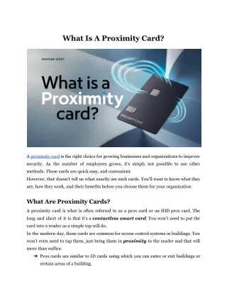 What Is A Proximity Card?