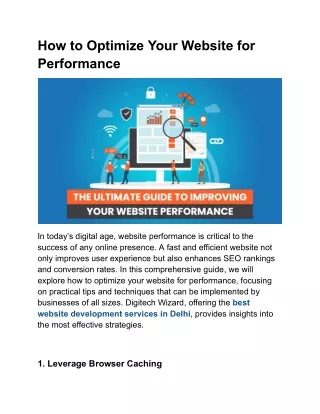 How to Optimize Your Website for Performance?