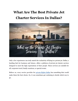 What Are The Best Private Jet Charter Services In Dallas_