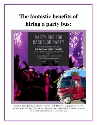 The fantastic benefits of hiring a party bus