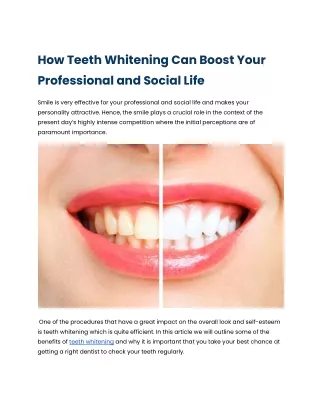 How Teeth Whitening Can Boost Your Professional and Social Life