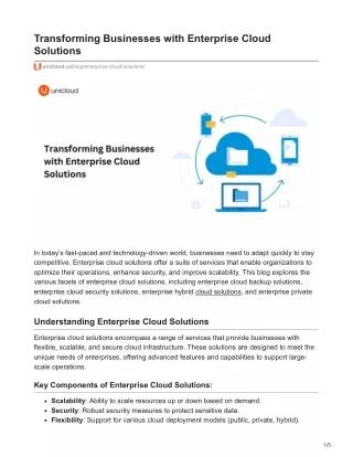 Transforming Businesses with Enterprise Cloud Solutions