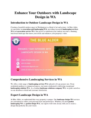 Outdoor Landscape Design in WA : The Blue Alder