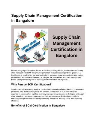 Supply Chain Management Certification in Bangalore