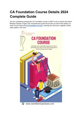 CA Foundation Course Details 2024 Complete Guide