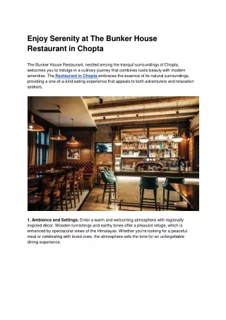 Restaurant in Chopta - The Bunker House