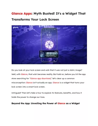 Glance Apps: Myth Busted! Discover the Power of Smart Lock Screen