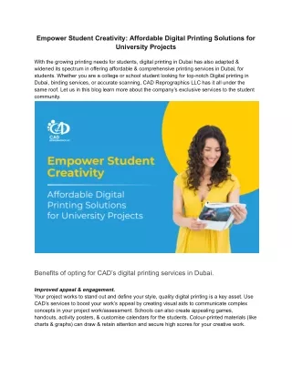 Empower Student Creativity: Affordable Digital Printing Solutions for University