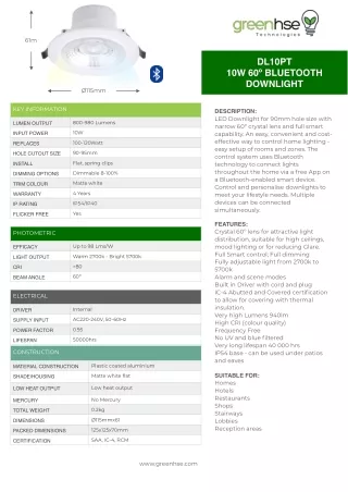 10W LED Low Glare Beam Downlight by Greenhse Technologies