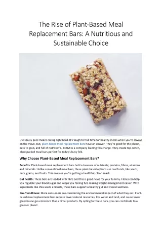 The Rise of Plant-Based Meal Replacement Bars