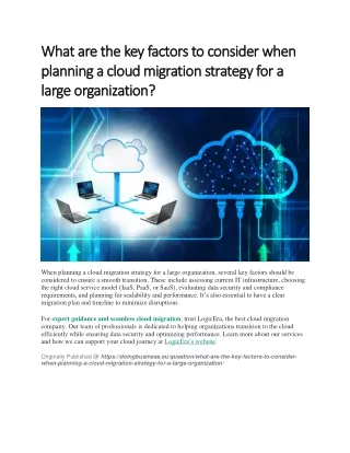 What are the key factors to consider when planning a cloud migration strategy for a large organization