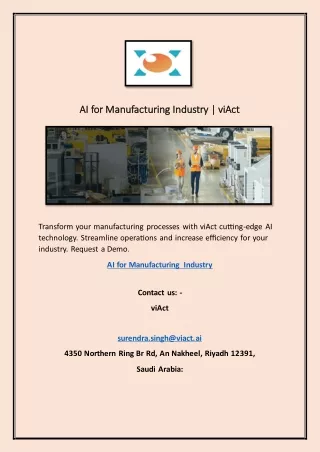 AI for Manufacturing Industry | viAct