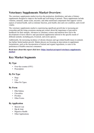 Veterinary Supplements Market: Key Players and Competitive Landscape Analysis