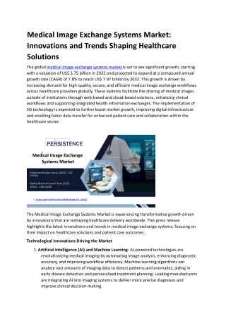 Medical Image Exchange Systems Market: Innovations and Trends Shaping Healthcare