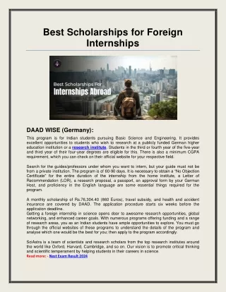 Best Scholarships for Foreign Internships