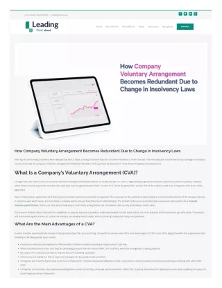 How Company Voluntary Arrangement Becomes Redundant Due to Change in Insolvency