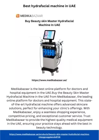 Best hydrafacial machine in UAE