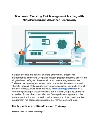 MaxLearn_ Elevating Risk Management Training with Microlearning and Advanced Technology