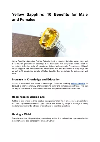 Yellow Sapphire_ 10 Benefits for Male and Females