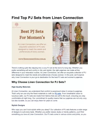 Find Top PJ Sets from Linen Connection