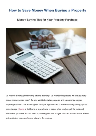 Real Estate Agents East London - How to Save Money When Buying a Property