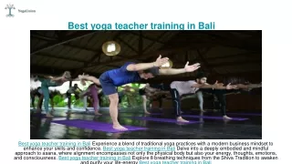 Best yoga teacher training in Bali