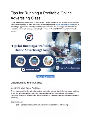 Tips for Running a Profitable Online Advertising Class