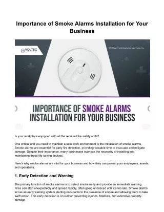 Importance of Smoke Alarms Installation for Your Business